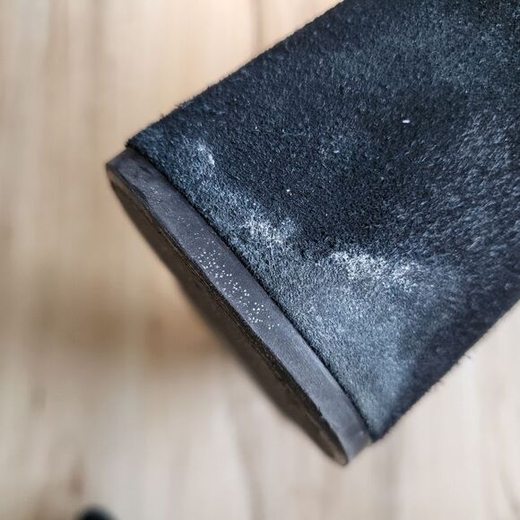 Black Suede Leather Over the Knee Block Heel Boots Sz 38 TopShop - Picture 7 of 10